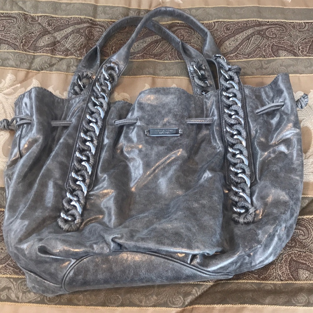 Genuine Michael Kors pewter large pocketbook!